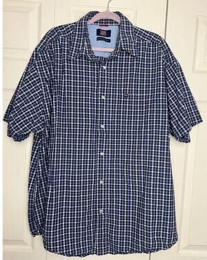 Wrangler Men's Real Comfortable Cotton Shirt Short Sleeve Blue Plaid Size 2XL